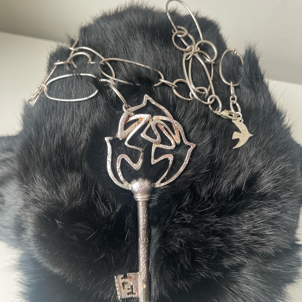 RARE Cécile & Jeanne DOVE LOVE Silver Key Pendant & Necklace
